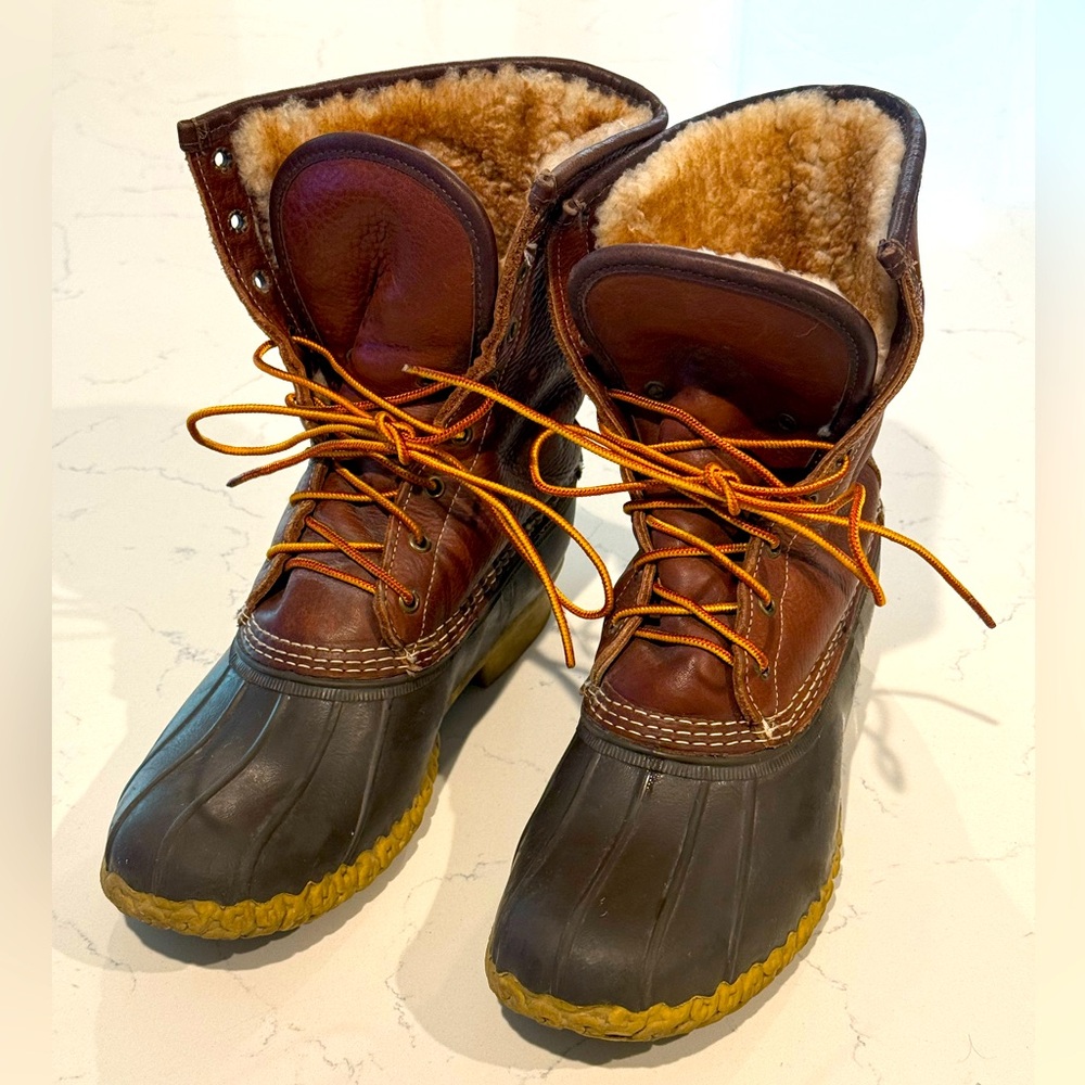 Men's LL Bean Boots, 10" Shearling-Lined Tumbled Leather (Size 10)